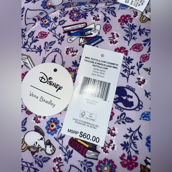 Vera Bradley Disney Beauty and the Beast Mrs Potts and Chip Cosmetic Case - Picture 5 of 7